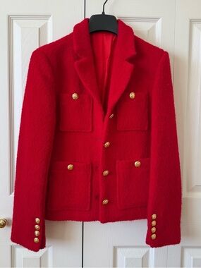 NWOT Stylish Red Jacket with Gold Buttons